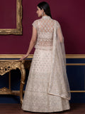 Rich Off-White Foil Work Net Reception Wear Lehenga Choli With Jacket