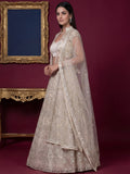 Rich Off-White Foil Work Net Reception Wear Lehenga Choli With Jacket