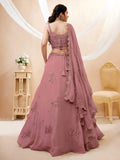 Pretty Dusty Pink Sequins Georgette Lehenga Choli With Dupatta