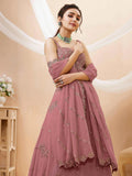 Pretty Dusty Pink Sequins Georgette Lehenga Choli With Dupatta