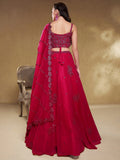 Lovely Pink Embroidered Georgette Reception Wear Lehenga Choli