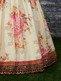 Attractive Off White Floral Printed Organza Wedding Wear Lehenga Choli