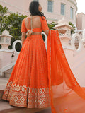 Stunning Orange Zari Embroidered Wedding Lehenga Choli With Dupatta
