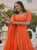 Stunning Orange Zari Embroidered Wedding Lehenga Choli With Dupatta