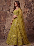 Radiant Yellow Sequin Work Georgette Wedding Wear Lehenga Choli