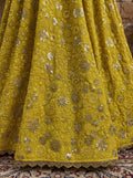Radiant Yellow Sequin Work Georgette Wedding Wear Lehenga Choli