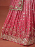 Fabulous Peach Georgette Embroidered Zari Lehenga Choli With Dupatta