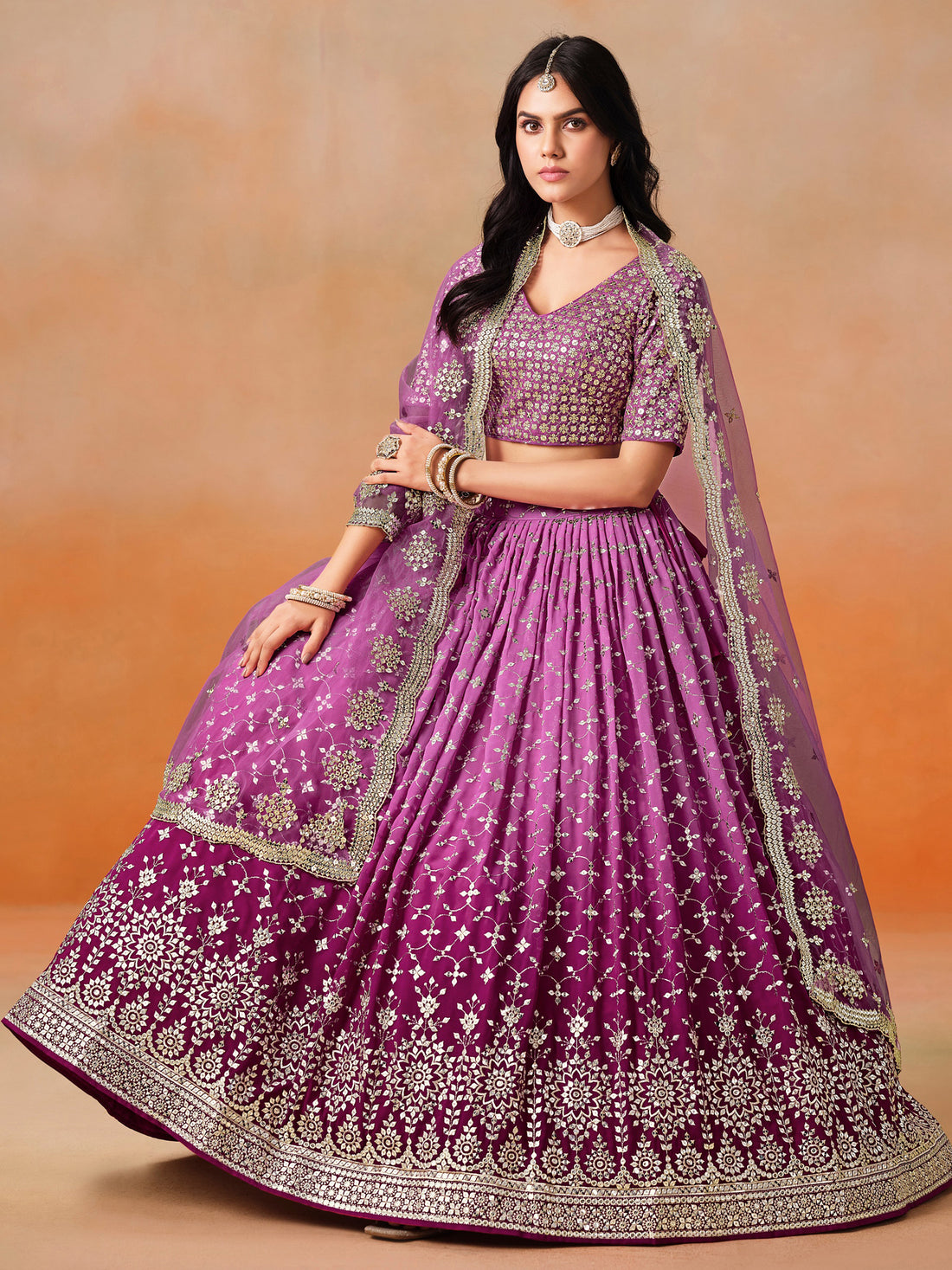 Fantastic Rani Pink Georgette Reception Wear Lehenga Choli