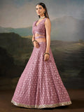 Dazzling Pink Mirror Work Georgette Function Wear Lehenga Choli