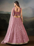 Dazzling Pink Mirror Work Georgette Function Wear Lehenga Choli