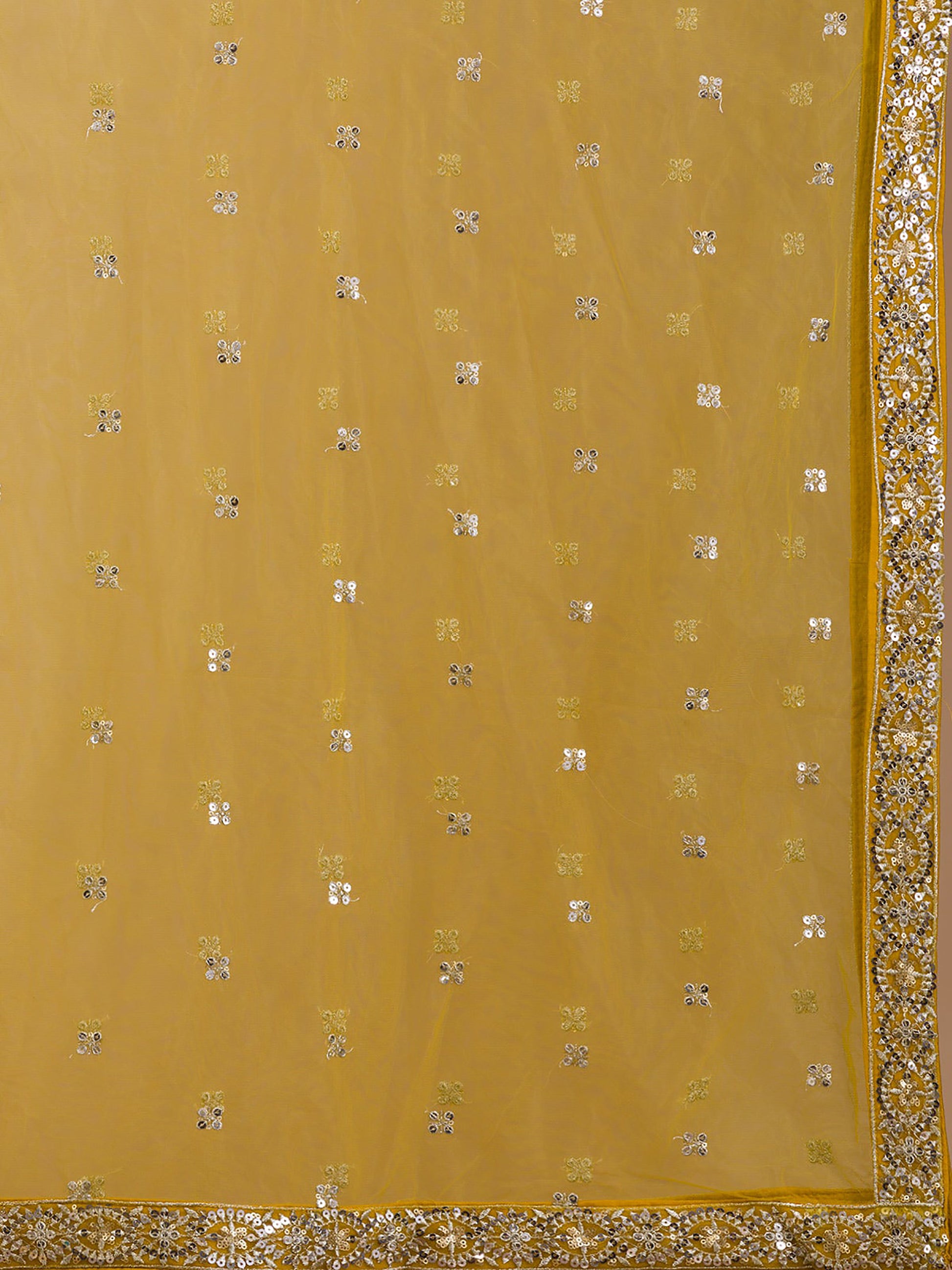 Alluring Yellow Sequins Georgette Haldi Wear Lehenga Choli