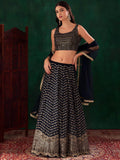 Lovely Blue Sequins Georgette Party Wear Lehenga Choli With Dupatta