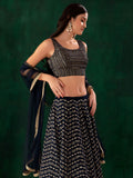 Lovely Blue Sequins Georgette Party Wear Lehenga Choli With Dupatta