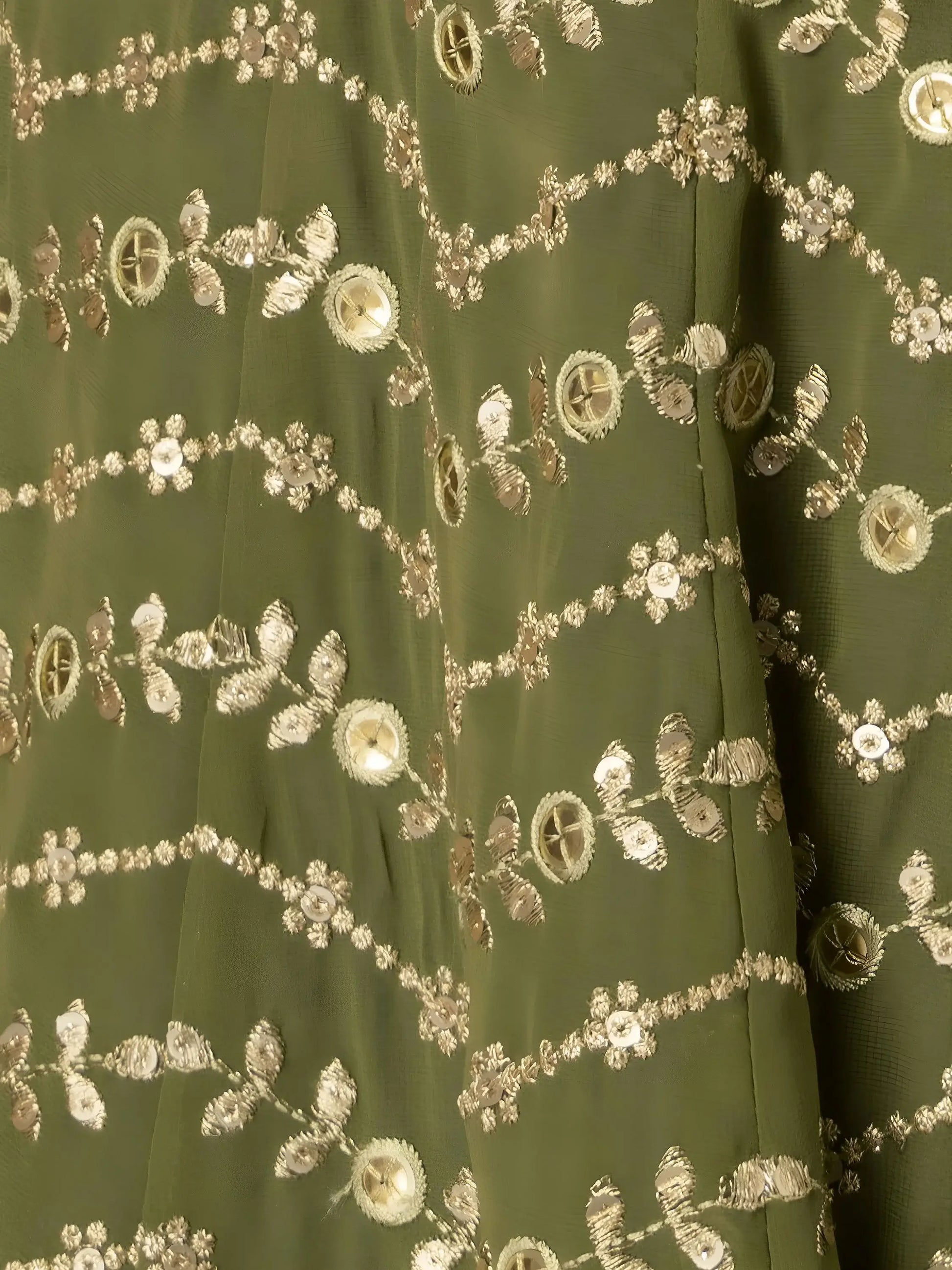 Ravishing Green Zari Embroidery Georgette Mehendi Wear Lehenga Choli
