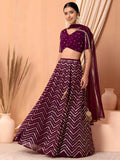Delightful Maroon Zari Embroidered Georgette Wedding Lehenga Choli