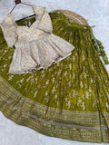 Charming Parrot Green Embroidery Silk Festival Wear Lehenga Choli