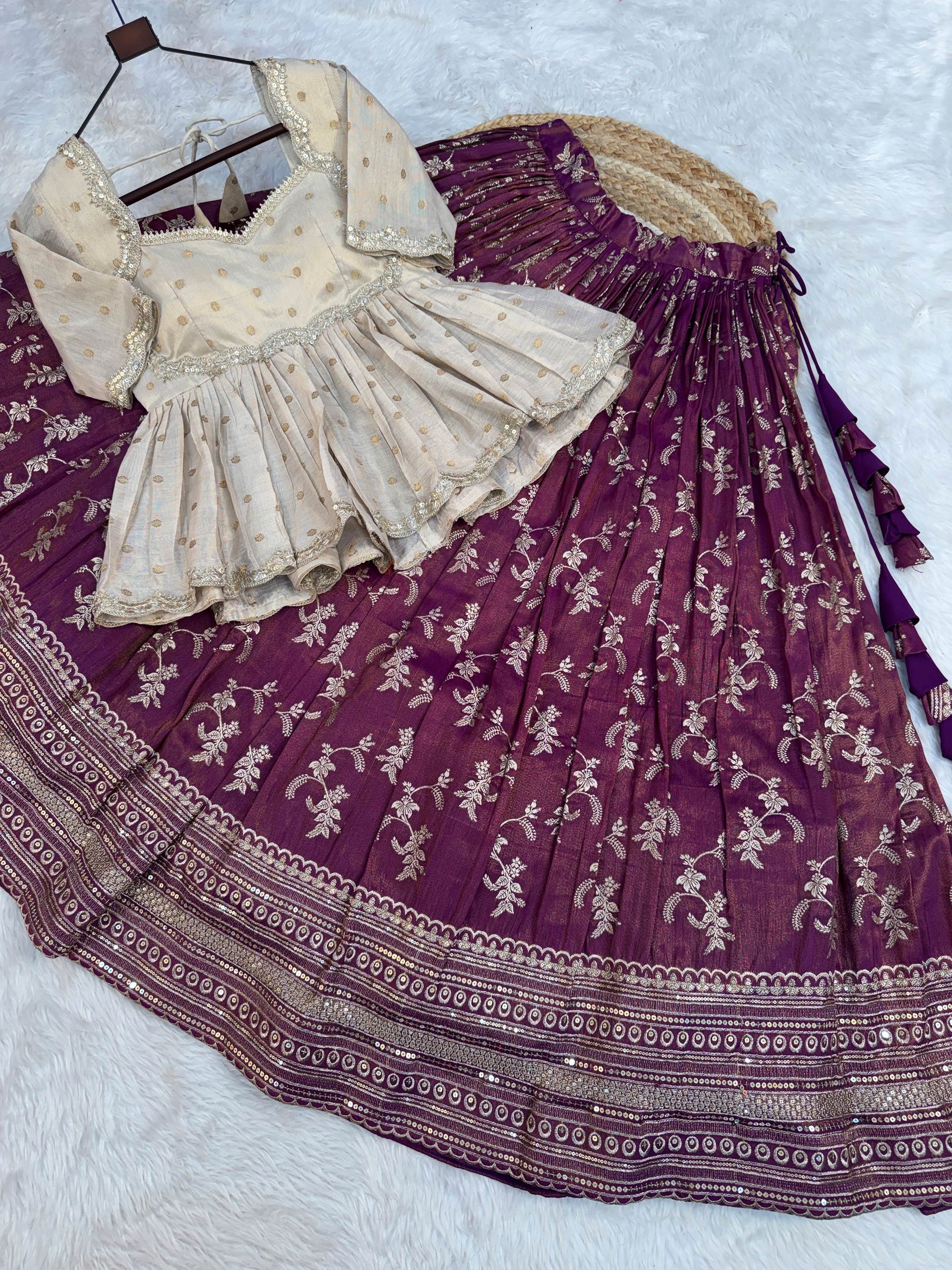 Impressive Purple Embroidery Silk Festival Wear Lehenga Choli