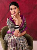 Dazzling Magenta Floral Printed Cotton Daily Wear Saree With Blouse