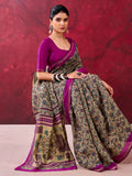 Dazzling Magenta Floral Printed Cotton Daily Wear Saree With Blouse