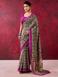 Dazzling Magenta Floral Printed Cotton Daily Wear Saree With Blouse