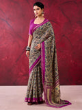 Dazzling Magenta Floral Printed Cotton Daily Wear Saree With Blouse