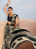 Beautiful Black Chiffon Printed Casual Wear Saree With Blouse