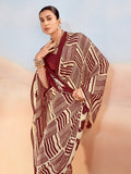 Impressive Maroon Printed Chiffon Casual Wear Saree With Blouse
