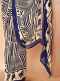 Incredible Navy Blue Printed Chiffon Casual Wear Saree With Blouse