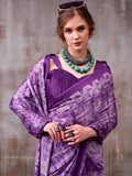 Adoring Purple Printed Satin Casual Saree With Blouse