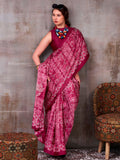 Precious Pink Printed Satin Casual Wear Saree With Blouse