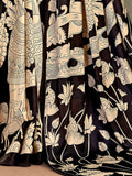 Precious Black Floral Printed Satin Festive Wear Saree with Blouse