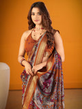 Classic Mustard Kalamkari Print Zari Border Designer Saree