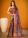 Classic Mustard Kalamkari Print Zari Border Designer Saree