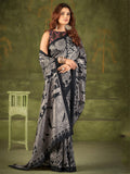Elegant Black Kalamkari Printed Silk Traditional Saree With Blouse
