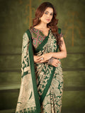 Wonderful Green Kalamkari Printed Silk Casual Wear Saree