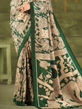 Wonderful Green Kalamkari Printed Silk Casual Wear Saree