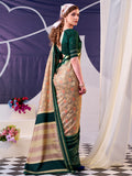 Fabulous Green Foil Work  Silk Festive Wear Saree With Blouse