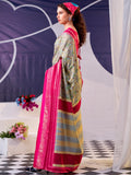 Attractive Pink Foil Work Silk Festive Wear Saree With Blouse