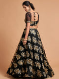 Fabulous Black Zari Embroidery Net Reception Wear Lehenga Choli