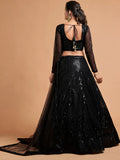 Marvelous Black Sequins Embroidered Net Party Wear Lehenga Choli