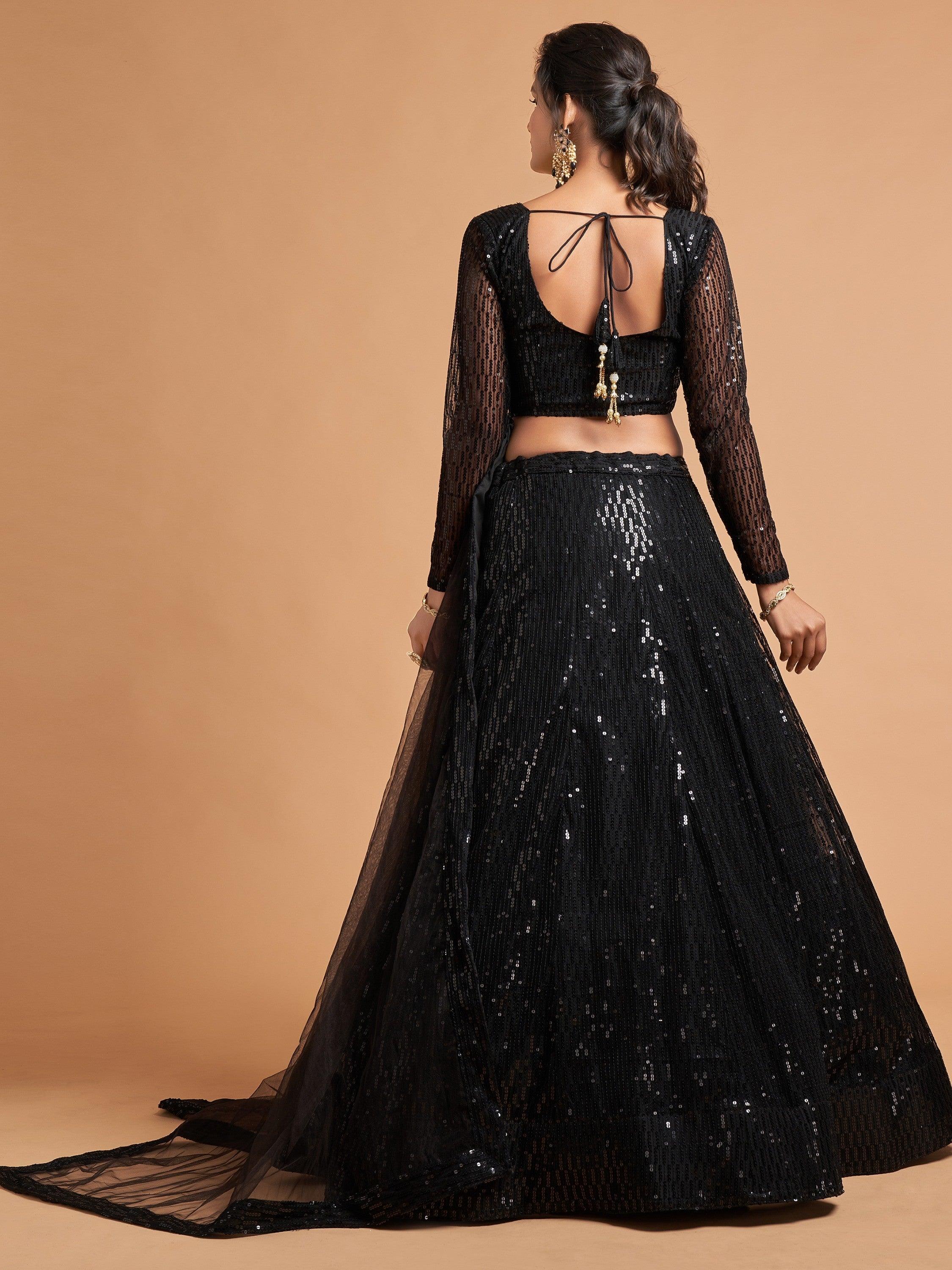Black net lehenga choli online