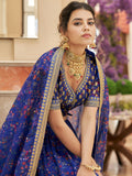 Beautiful Blue Digital Printed Organza Reception Wear Lehenga Choli
