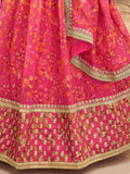 Gorgeous Pink Floral Printed Organza Traditional Lehenga Choli