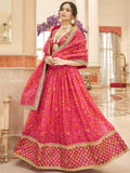 Gorgeous Pink Floral Printed Organza Traditional Lehenga Choli