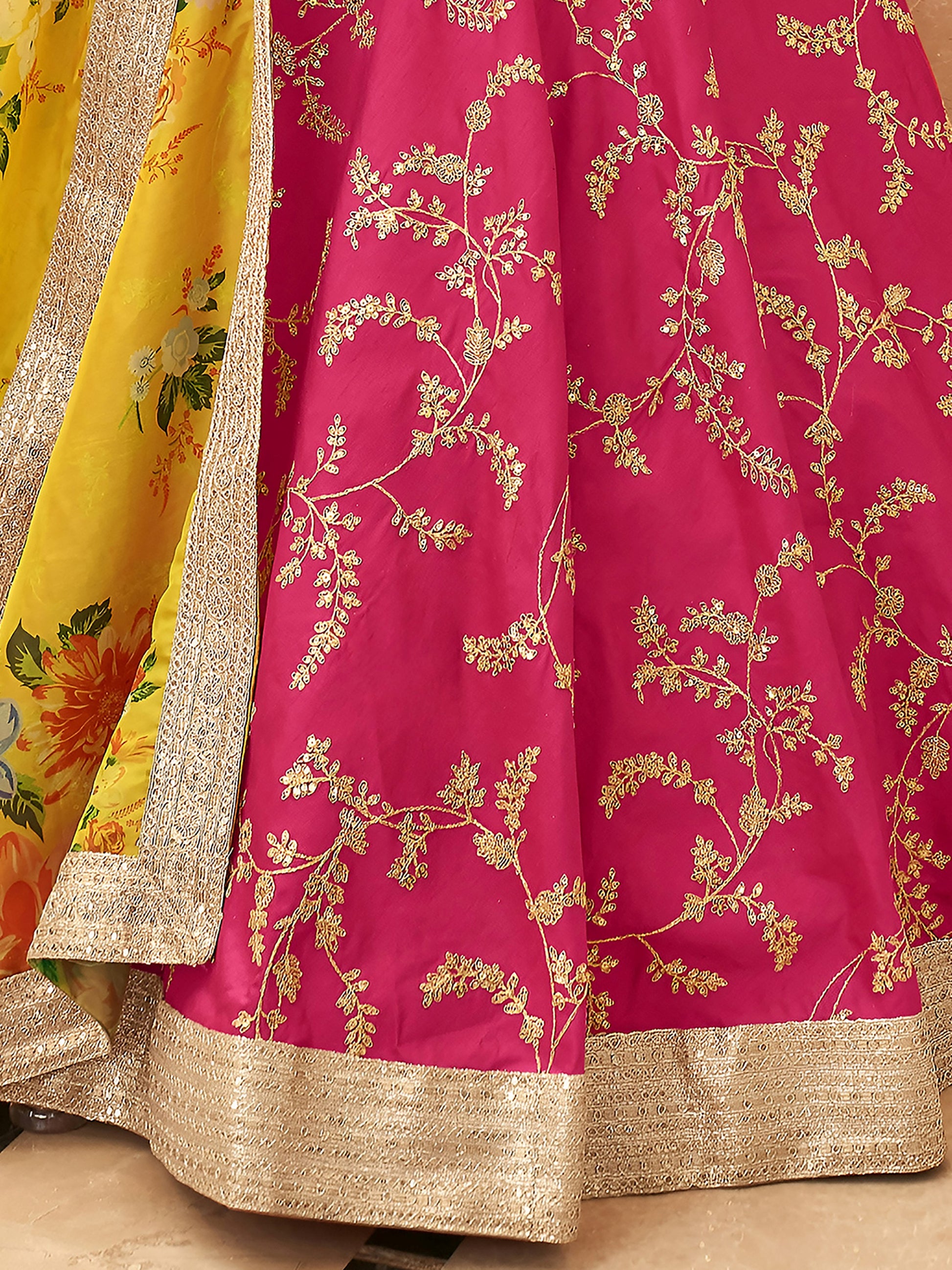 Mesmerizing Pink Sequins Art Silk Reception Wear Lehenga Choli