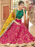 Mesmerizing Pink Sequins Art Silk Reception Wear Lehenga Choli
