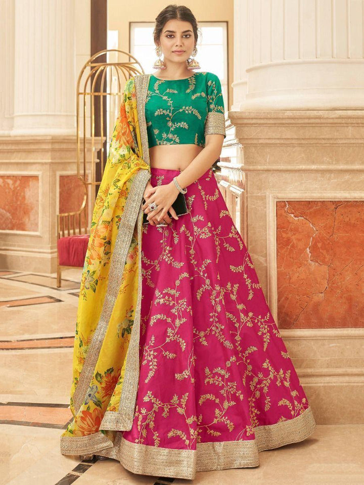 Mesmerizing Pink Sequins Art Silk Reception Wear Lehenga Choli