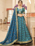 Astonishing Blue Sequins Work Art Silk Sangeet Wear Lehenga Choli