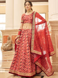 Incredible Red Embroidered Art Silk Traditional Wear Lehenga Choli