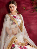 Off-White Floral Print Banglori Silk Wedding Wear Lehenga Choli
